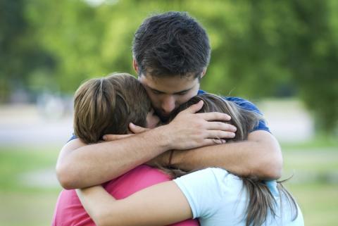 Family hugging